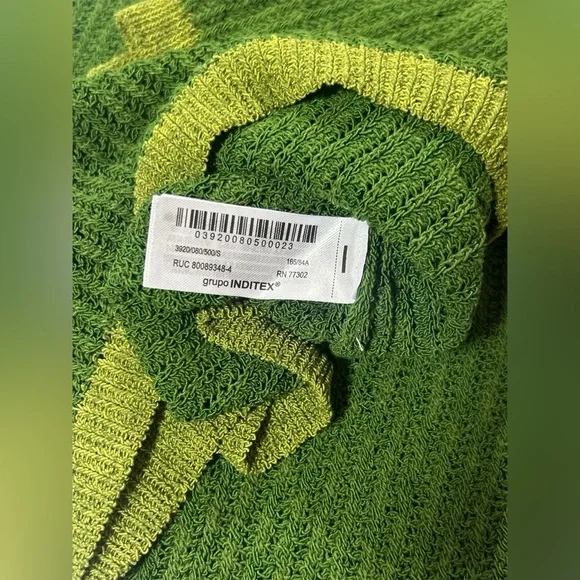 Zara Green Open-Knit Polo Sweater Size S - New with Tags - Picture 7 of 13